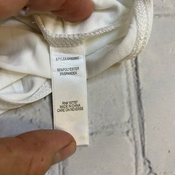 Women Bodysuits Jumpsuit white Square Long Sleeve stretch Bodycon panties button - Picture 3 of 8